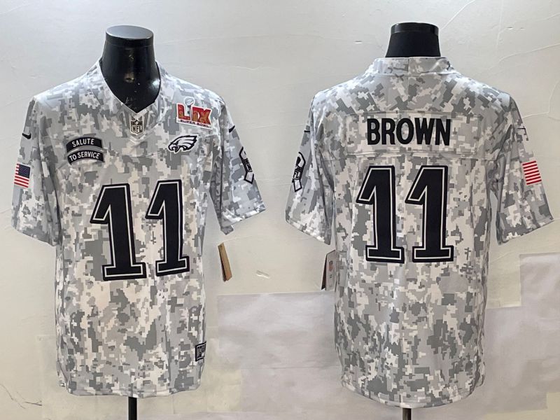 Men Philadelphia Eagles #11 Brown Camo Nike 2025 Salute to Service Limited NFL Jersey style 5